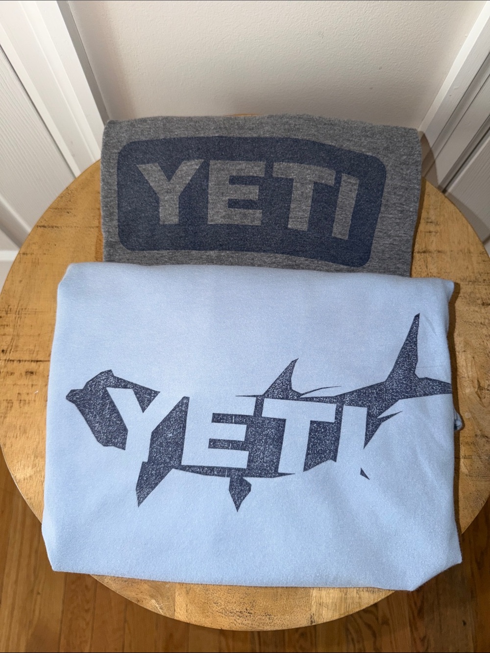 Yeti T-shirts in Light Blue and Gray ~ Set of 2